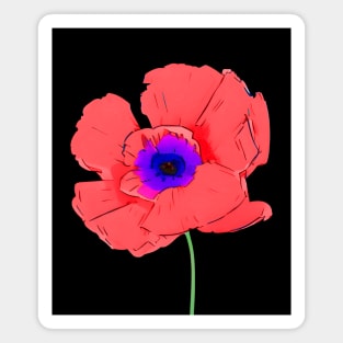 Digital Colored Poppy Flower Sketch Pocket Version (MD23Mrl003) Magnet